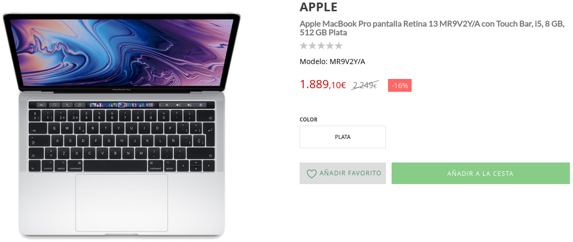 Apple MacBook Pro on El Corte Inglés